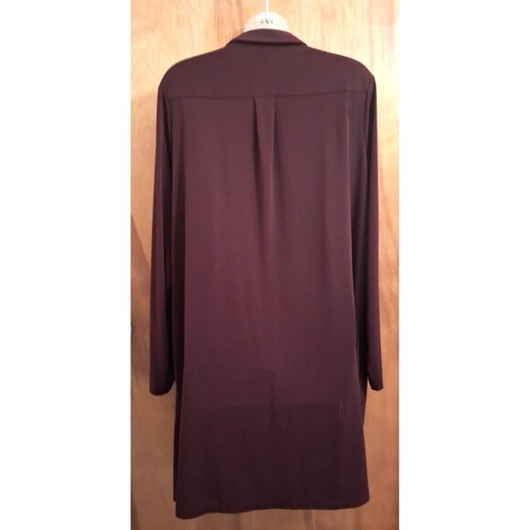 Susan Graver Womens Plus 1X Cardigan Top Burgundy Stretch Open Front Long Sleeve - Picture 4 of 5